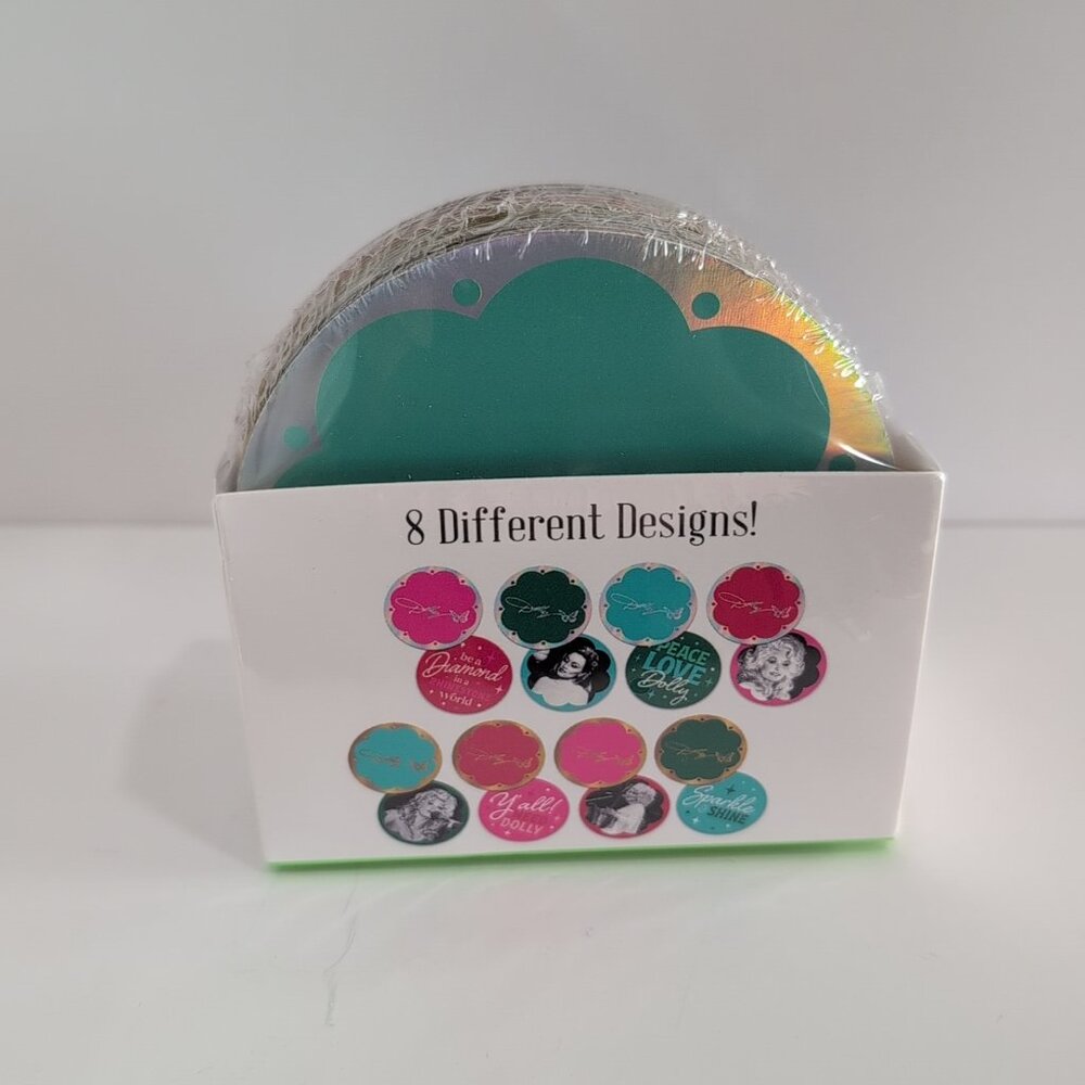 New In Packaging Dolly Parton 4" Round Paper Coasters 8 Count / 8 Designs - Picture 2 of 4